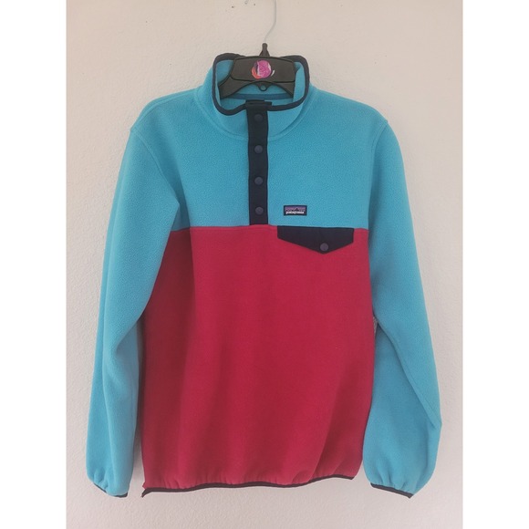 Patagonia Other - Patagonia Synchilla Snap-T Fleece Pullover Kids XXL 16 Blue Pink Colorblock #2